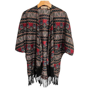 Lottie & Holly Kimono Womens Medium Paisley Geometric Fringe